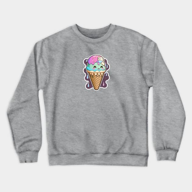 Ice cream Skull Sticker Crewneck Sweatshirt by EdSan Designs